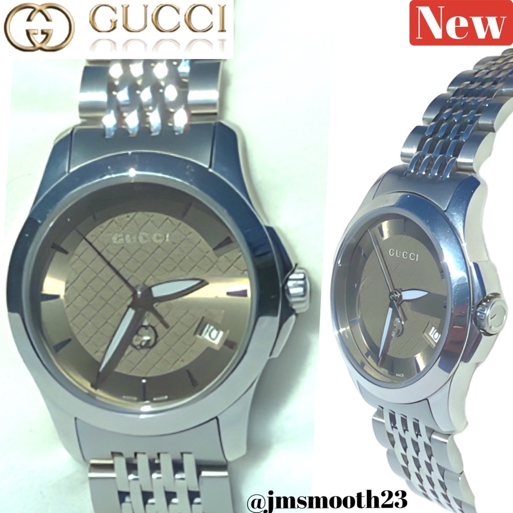 ⬇️SALE‼️🆕 Gucci G-Timeless Stainless Steel Watch Tan & Silver (86)